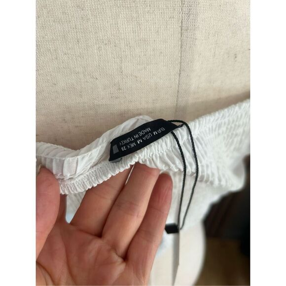 ZARA Poplin Puff Sleeve Button Crop Top white size medium - Picture 4 of 4